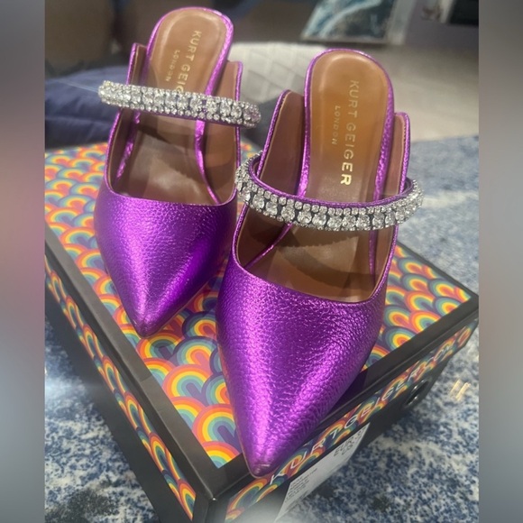 Kurt Geiger Purple Heels with Rhinestone Trim - Picture 4 of 5